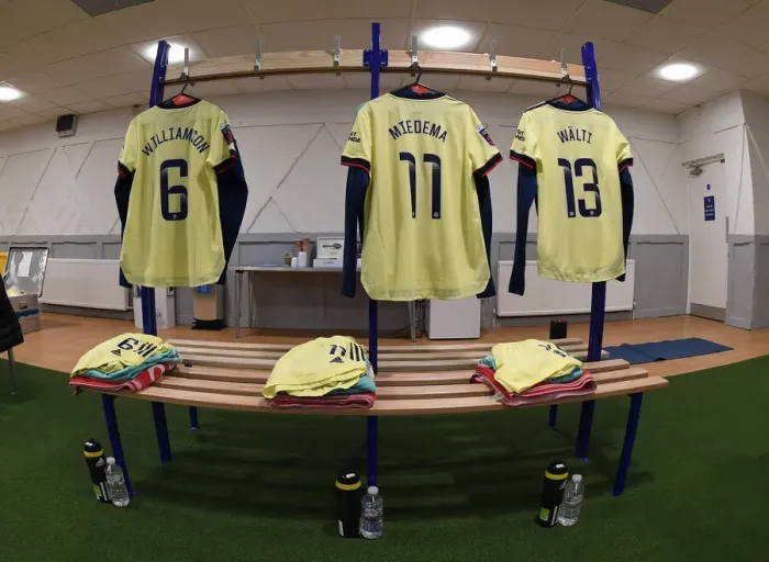 Framed Print : Arsenal Women Get Ready for Chelsea Showdown: A Peek into the Changing Room