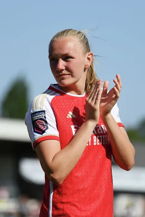 Framed Print : Arsenal Women Triumph Over Aston Villa in FA WSL: Frida Maanum Celebrates Victory Framed Print : Arsenal Women Triumph Over Aston Villa in FA WSL: Frida Maanum Celebrates Victory