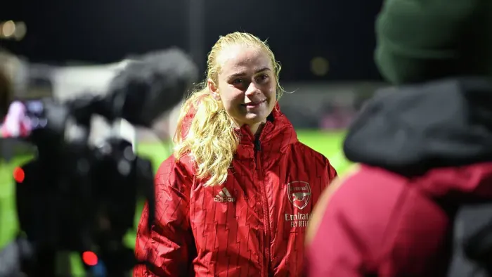 Framed Print : Arsenal Women Triumph Over Bristol City in Conti Cup: Kuhl's Post-Match Interview Framed Print : Arsenal Women Triumph Over Bristol City in Conti Cup: Kuhl's Post-Match Interview