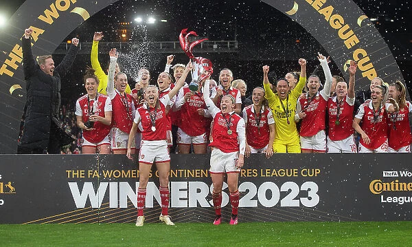 Arsenal Women Triumph in Conti Cup Final: Leah Williamson and Kim Little Lift the Trophy (2023)