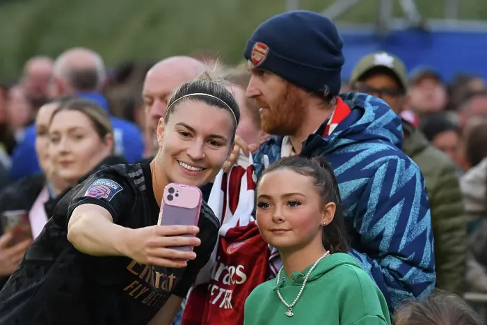 Framed Print : Arsenal Women Triumph at Everton: Steph Catley's Post-Match Moment