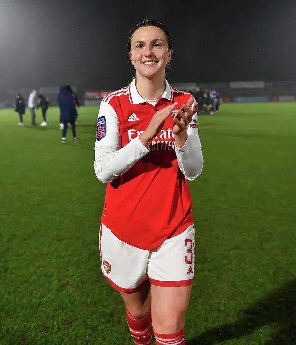 Framed Print : Arsenal Women Triumph Over Liverpool: Lotte Wubben-Moy Celebrates FA Women's Super League Victory