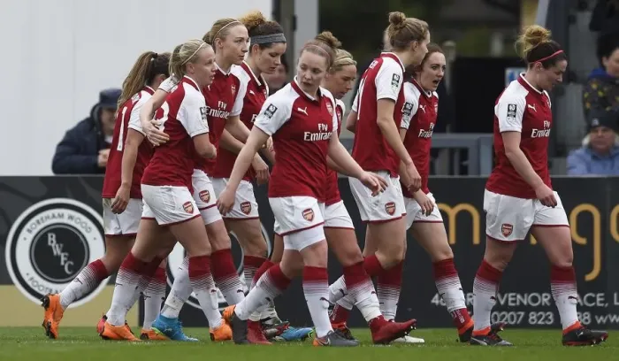 Framed Print : Arsenal Women vs. Chelsea Ladies: WSL Quarterfinals Showdown (1 / 4 / 2018) - Battle of the Titans in the Women's Super League (2017-18)