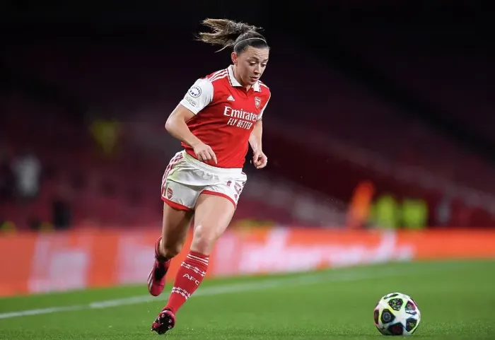 Framed Print : Arsenal Women vs. Bayern Munich: A Quarter-Final Battle in the UEFA Women's Champions League at Emirates Stadium