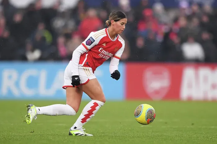 Framed Print : Arsenal Women vs. West Ham United: Kyra Cooney-Cross in Action - Barclays WSL Clash at Meadow Park (2023-24) Framed Print : Arsenal Women vs. West Ham United: Kyra Cooney-Cross in Action - Barclays WSL Clash at Meadow Park (2023-24)
