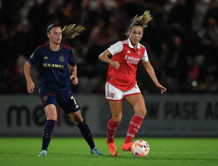 Framed Print : Arsenal Women vs. Ajax: Lia Walti's Thrilling Escape in Champions League Clash