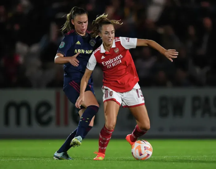 Framed Print : Arsenal Women vs Ajax Women: Lia Walti Breaks Away in UEFA Women's Champions League Clash Framed Print : Arsenal Women vs Ajax Women: Lia Walti Breaks Away in UEFA Women's Champions League Clash