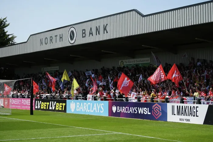 Framed Print : Arsenal Women vs. Aston Villa: Passionate Fan Support at Meadow Park