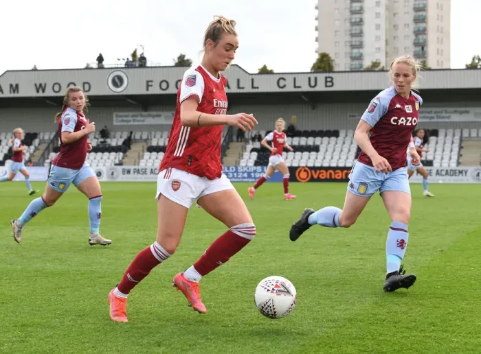 Framed Print : Arsenal Women vs. Aston Villa Women: 2021 FA WSL Match at Empty Meadow Park