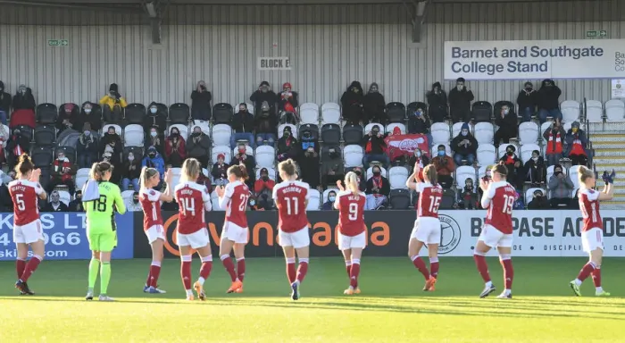 Framed Print : Arsenal Women vs. Birmingham City Women: United Pre-Match Clap (FA WSL 2020-21)