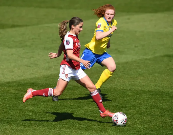 Framed Print : Arsenal Women vs Brighton: FA WSL Match in Empty Stands (April 2021)