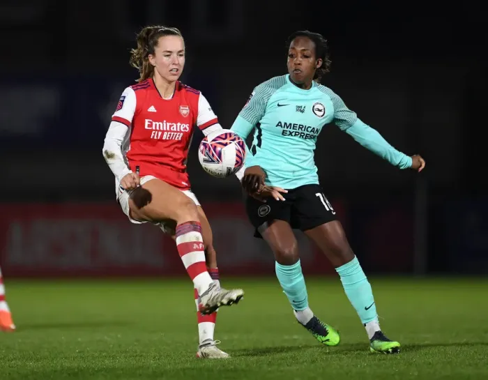 Framed Print : Arsenal Women vs Brighton Hove Albion Women: A Tight FA WSL Showdown - Intense Rivalry on the Pitch