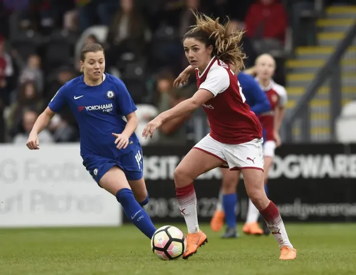 Framed Print : Arsenal Women vs Chelsea Ladies: WSL Quarterfinals Showdown (1 / 4 / 2018) - Arsenal vs Chelsea Ladies: Battle for the Next Round (Women's Super League 2017-18)