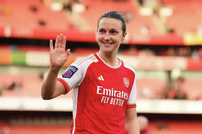 Framed Print : Arsenal Women vs Chelsea Women: Lotte Wubben-Moy Celebrates at Emirates Stadium - Barclays Women's Super League 2023-24 Framed Print : Arsenal Women vs Chelsea Women: Lotte Wubben-Moy Celebrates at Emirates Stadium - Barclays Women's Super League 2023-24