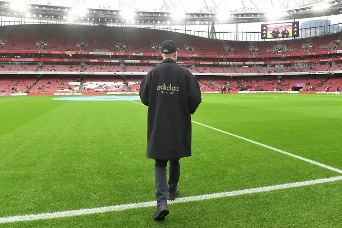 Framed Print : Arsenal Women vs Chelsea Women: Manager Jonas Eidevall Inspects Emirates Stadium Pitch Ahead of Barclays Super League Clash (2023-24)
