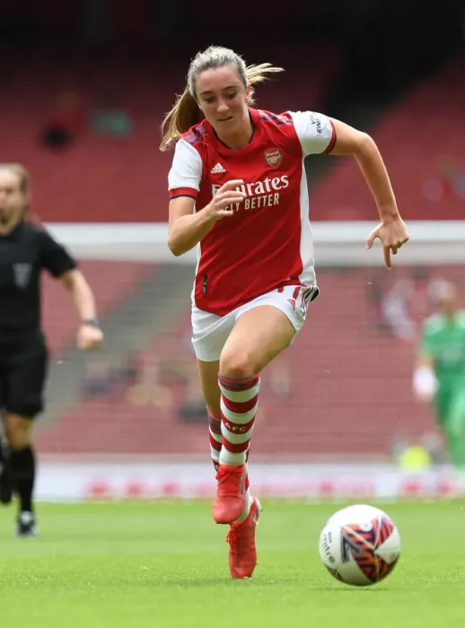 Framed Print : Arsenal Women vs. Chelsea Women: A Football Rivalry - Lisa Evans in Action at Emirates Stadium, 2021-22 Season