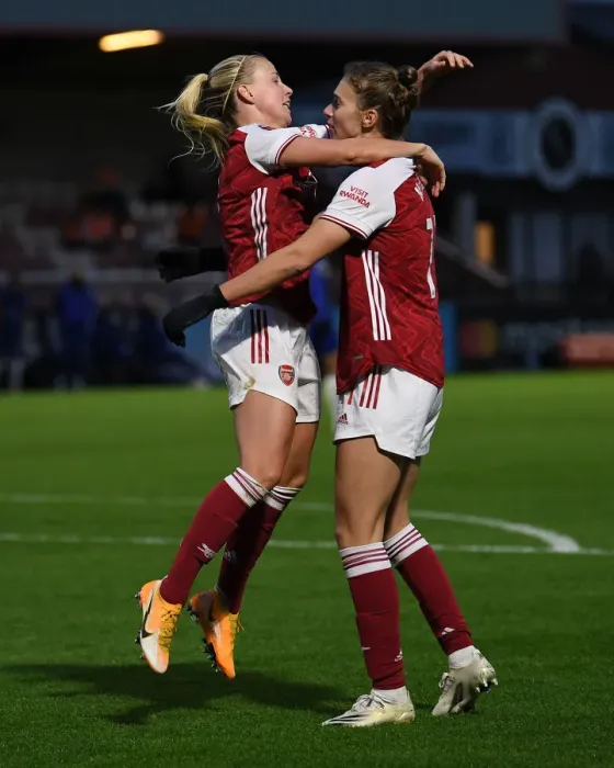 Framed Print : Arsenal Women vs Chelsea Women: Mead and Miedema's Goal Celebration in FA WSL Clash (2020-21) Framed Print : Arsenal Women vs Chelsea Women: Mead and Miedema's Goal Celebration in FA WSL Clash (2020-21)