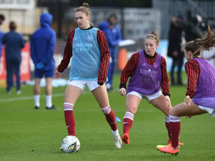 Framed Print : Arsenal Women vs Chelsea Women: Miedema and Little Warm Up Ahead of FA WSL Clash
