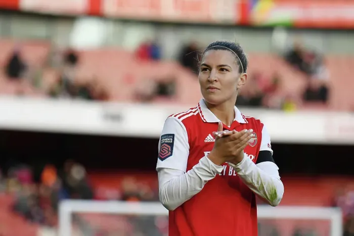 Framed Print : Arsenal Women vs Chelsea Women: Steph Catley's Emotional Moment after FA WSL Clash at Emirates Stadium