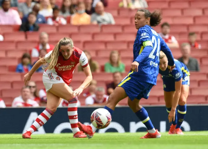 Framed Print : Arsenal Women vs. Chelsea Women: A Wits and Skills Battle at Emirates Stadium - Pre-Season Clash (2021-22)