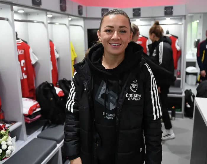 Framed Print : Arsenal Women vs Everton Women: Katie McCabe Pre-Match Focus at Meadow Park (FA Women's Super League 2022-23)