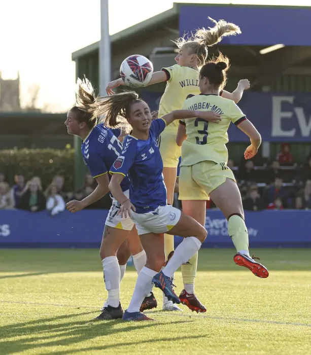 Framed Print : Arsenal Women vs Everton Women: Intense Moment at the FA WSL Match