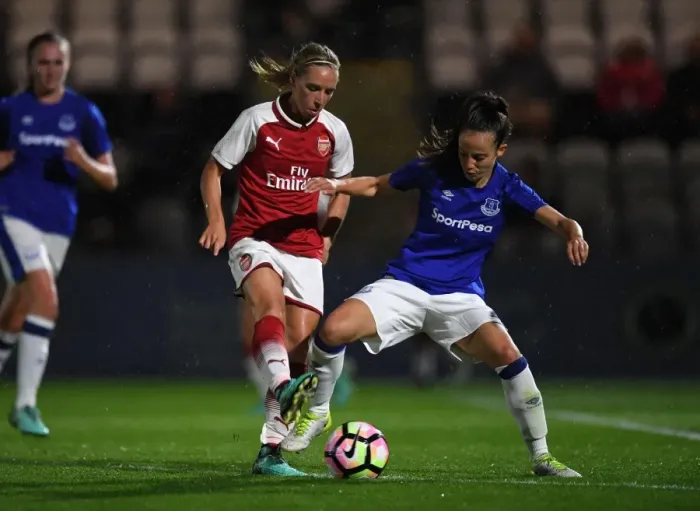 Framed Print : Arsenal Women vs. Everton Women: Jordan Nobbs vs. Marthe Munsterman in Pre-Season Clash Framed Print : Arsenal Women vs. Everton Women: Jordan Nobbs vs. Marthe Munsterman in Pre-Season Clash