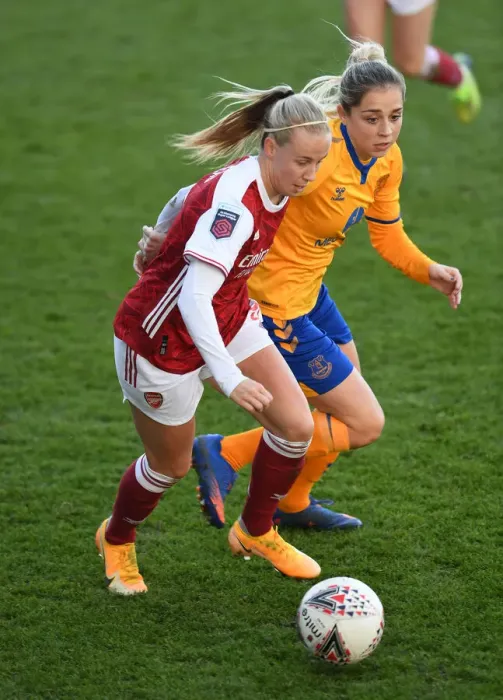 Framed Print : Arsenal Women vs. Everton Women: A Tense FA WSL Showdown - Beth Mead Faces Off Against Danielle Turner