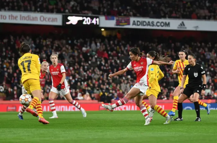 Framed Print : Arsenal Women vs. FC Barcelona: Champions League Clash at Emirates Stadium