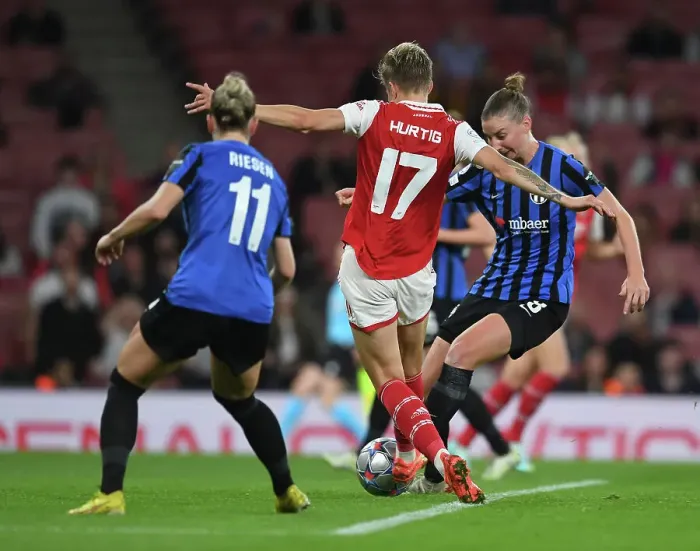 Framed Print : Arsenal Women vs FC Zurich: Lina Hurtig Scores in UEFA Women's Champions League Group C Match
