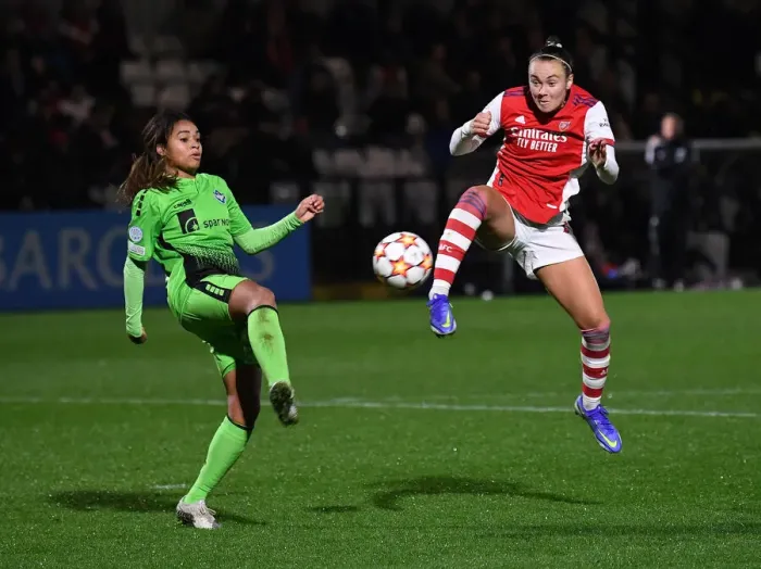Framed Print : Arsenal Women vs. HB Koge: Battle for First Place in UEFA Women's Champions League Group C