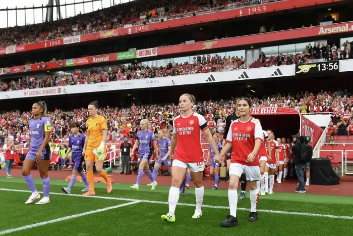 Framed Print : Arsenal Women vs. Liverpool: Kim Little Leads Out Arsenal at Emirates Stadium, Barclays Women's Super League Framed Print : Arsenal Women vs. Liverpool: Kim Little Leads Out Arsenal at Emirates Stadium, Barclays Women's Super League