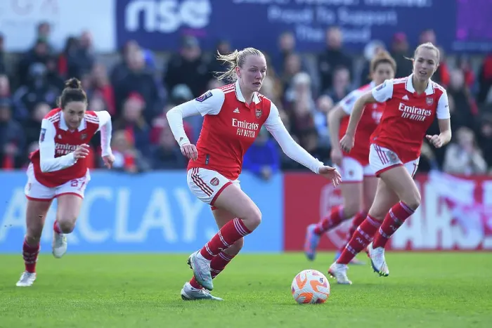 Framed Print : Arsenal Women vs Manchester City: FA Women's Super League Clash at Meadow Park (2022-23) - Frida Maanum in Action Framed Print : Arsenal Women vs Manchester City: FA Women's Super League Clash at Meadow Park (2022-23) - Frida Maanum in Action
