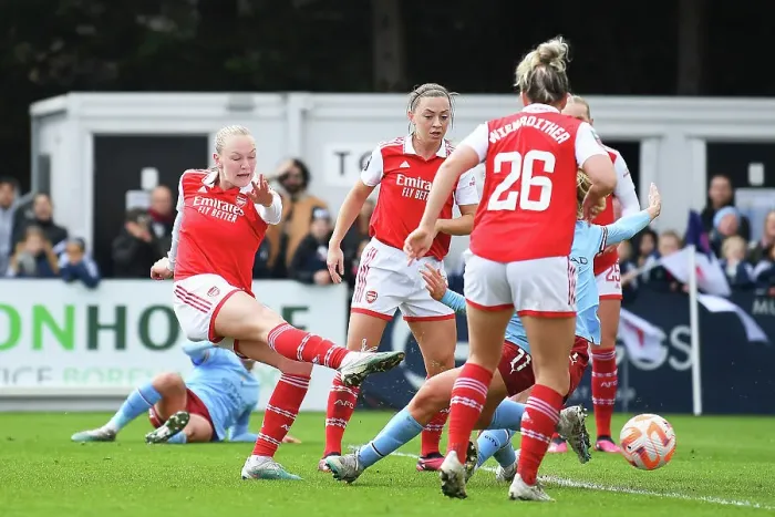 Framed Print : Arsenal Women vs Manchester City Women: Frida Maanum Scores the Opener in FA WSL Clash Framed Print : Arsenal Women vs Manchester City Women: Frida Maanum Scores the Opener in FA WSL Clash