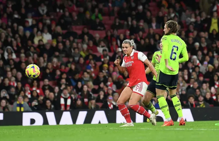 Framed Print : Arsenal Women vs Manchester United Women: Laura Wienroither Scores the Second Goal in FA WSL Clash at Emirates Stadium (November 19, 2022) Framed Print : Arsenal Women vs Manchester United Women: Laura Wienroither Scores the Second Goal in FA WSL Clash at Emirates Stadium (November 19, 2022)