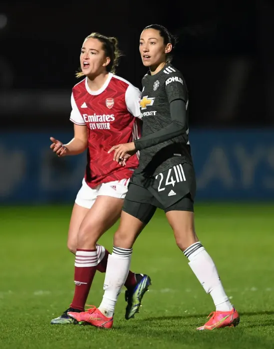Framed Print : Arsenal Women vs Manchester United Women: FA WSL Clash in Empty Stands (2020-21)