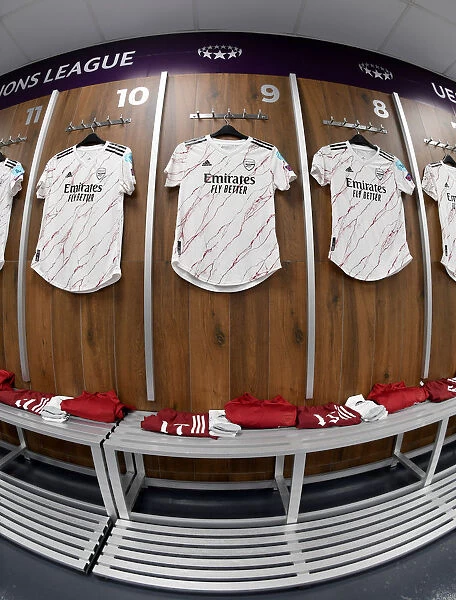 Arsenal Women vs Paris Saint-Germain: Quarterfinal Match Shirts in Changing Room - UEFA Women's Champions League
