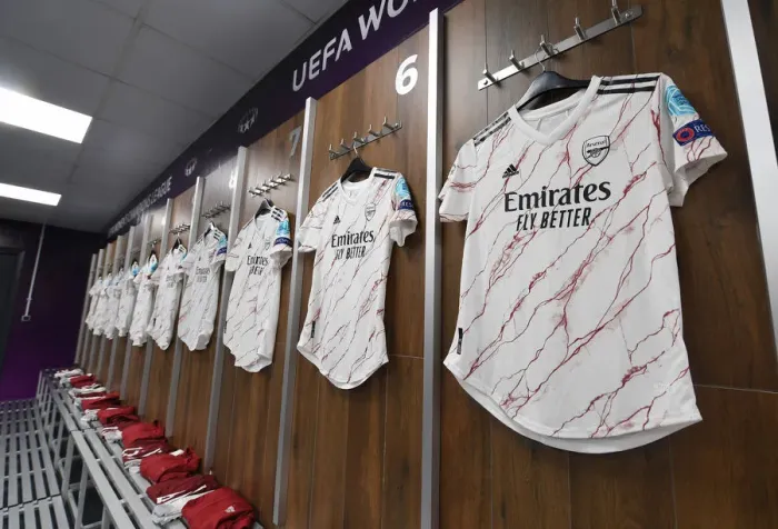 Framed Print : Arsenal Women vs Paris Saint-Germain: Quarterfinal Match Shirts, UEFA Champions League, San Sebastian 2020
