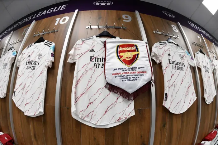 Framed Print : Arsenal Women vs Paris Saint-Germain: Quarterfinal Showdown - Match Shirts in Arsenal's Changing Room Framed Print : Arsenal Women vs Paris Saint-Germain: Quarterfinal Showdown - Match Shirts in Arsenal's Changing Room
