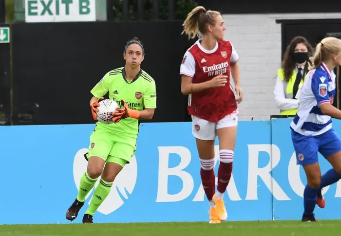 Framed Print : Arsenal Women vs Reading Women: Manuela Zinsberger in Action during the 2020-21 FA WSL Match