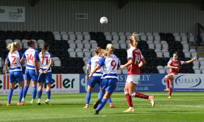 Framed Print : Arsenal Women vs Reading Women: Steph Catley's Dramatic Free Kick in FA WSL Action (2020-21) Framed Print : Arsenal Women vs Reading Women: Steph Catley's Dramatic Free Kick in FA WSL Action (2020-21)