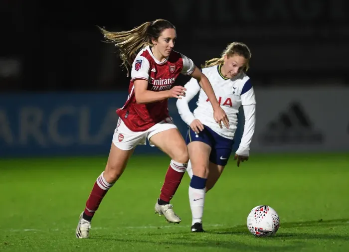Framed Print : Arsenal Women vs. Tottenham Hotspur Women: Empty FA Womens Continental League Cup Match at Meadow Park