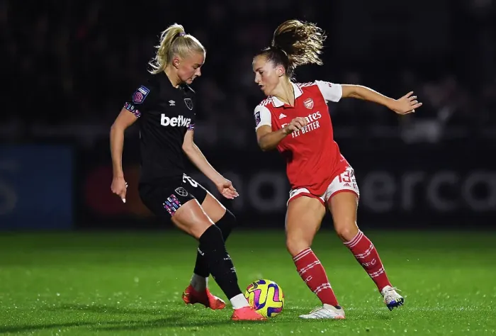 Framed Print : Arsenal Women vs West Ham United: Battle in the Barclays Womens Super League (2022-23) Framed Print : Arsenal Women vs West Ham United: Battle in the Barclays Womens Super League (2022-23)