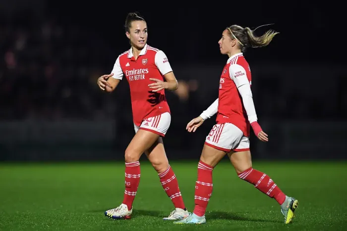 Framed Print : Arsenal Women vs West Ham United: Battle in the Barclays WSL at Meadow Park