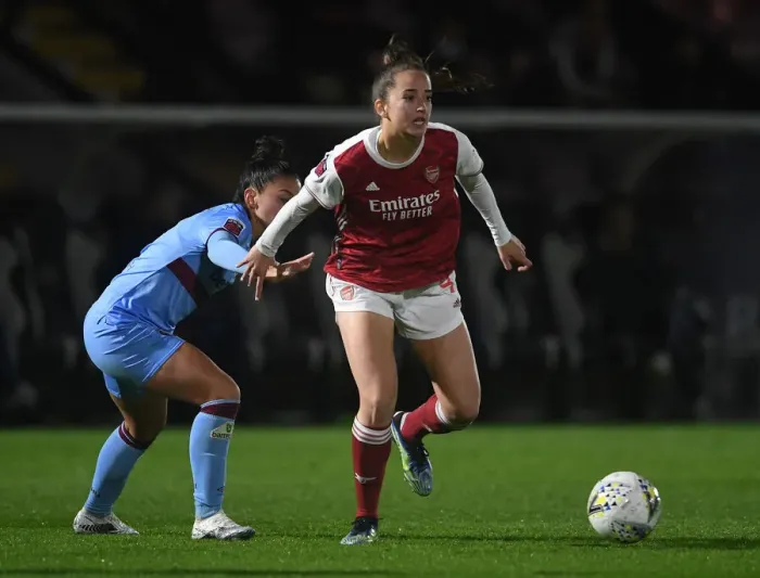 Framed Print : Arsenal Women vs. West Ham United Women: 2021 FA WSL Match at Empty Meadow Park