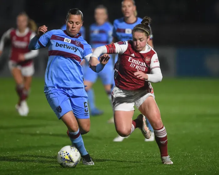 Framed Print : Arsenal Women vs. West Ham United Women: FA WSL Clash at Empty Meadow Park (April 2021)