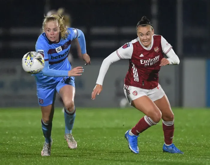 Framed Print : Arsenal Women vs. West Ham United Women: FA WSL Clash at Empty Meadow Park (April 2021)