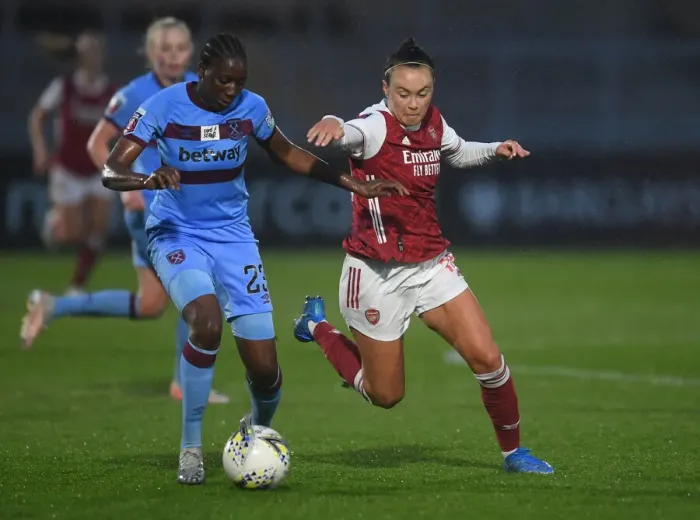 Framed Print : Arsenal Women vs. West Ham United Women: FA WSL Clash in Empty Meadow Park Stands (April 2021)