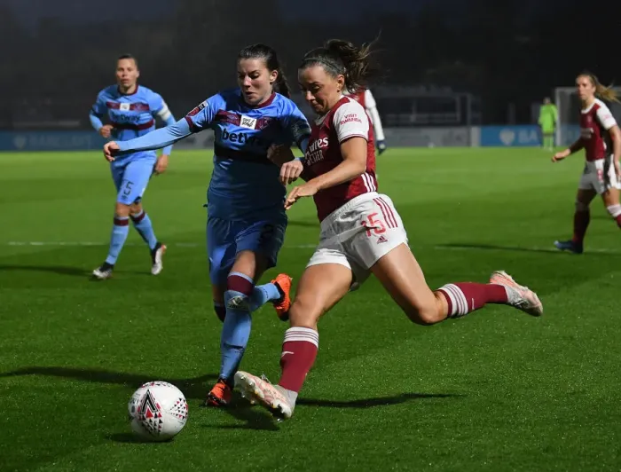 Framed Print : Arsenal Women vs. West Ham United Women: FA WSL Match at Empty Meadow Park (April 2021)