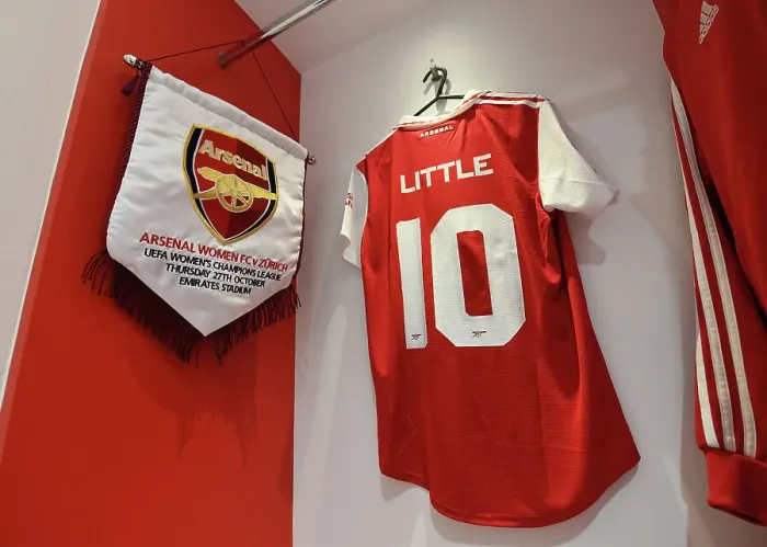 Framed Print : Arsenal Women's Champion League: Kaylan Marckese Gears Up in the Emirates Changing Room